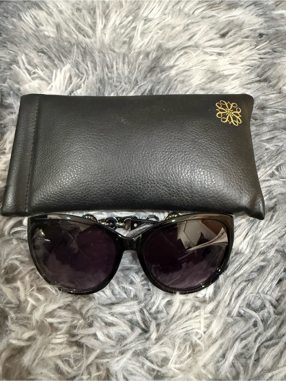 Black Cat-Eye Sunglasses with Matching Case